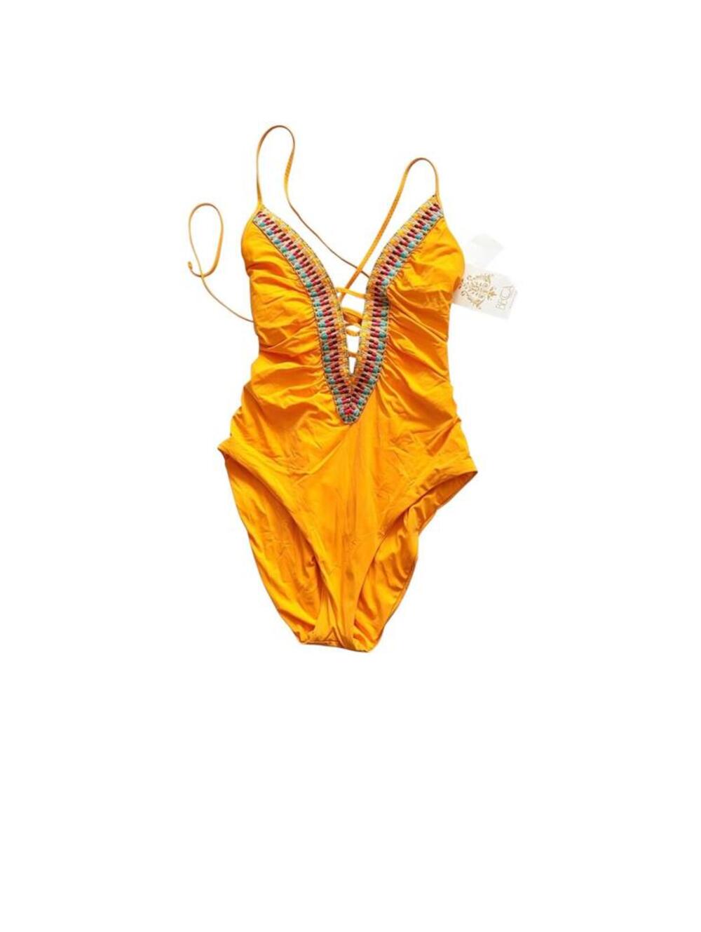 BECCA fiesta Clare plunge front one piece swimsuit size medium New $138